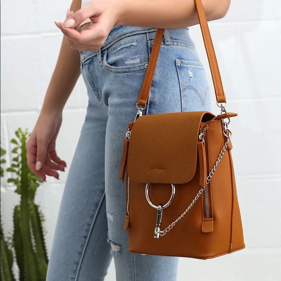 Lulus Handbags - Lulus Sidewalk Stunner Brown Backpack